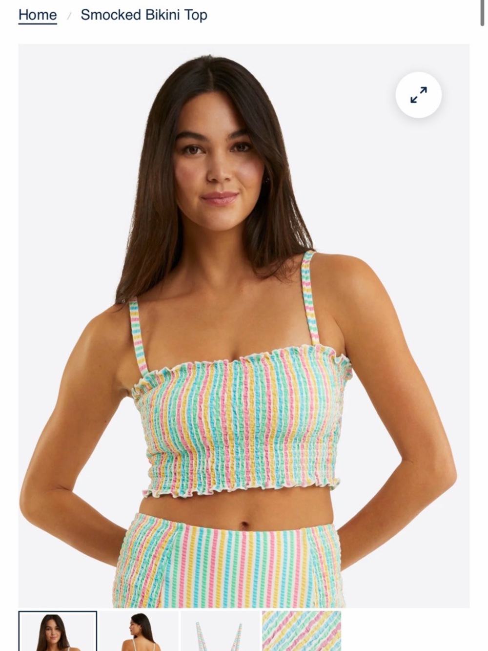 Draper James Smocked Striped bikini set S top M bottom NWT